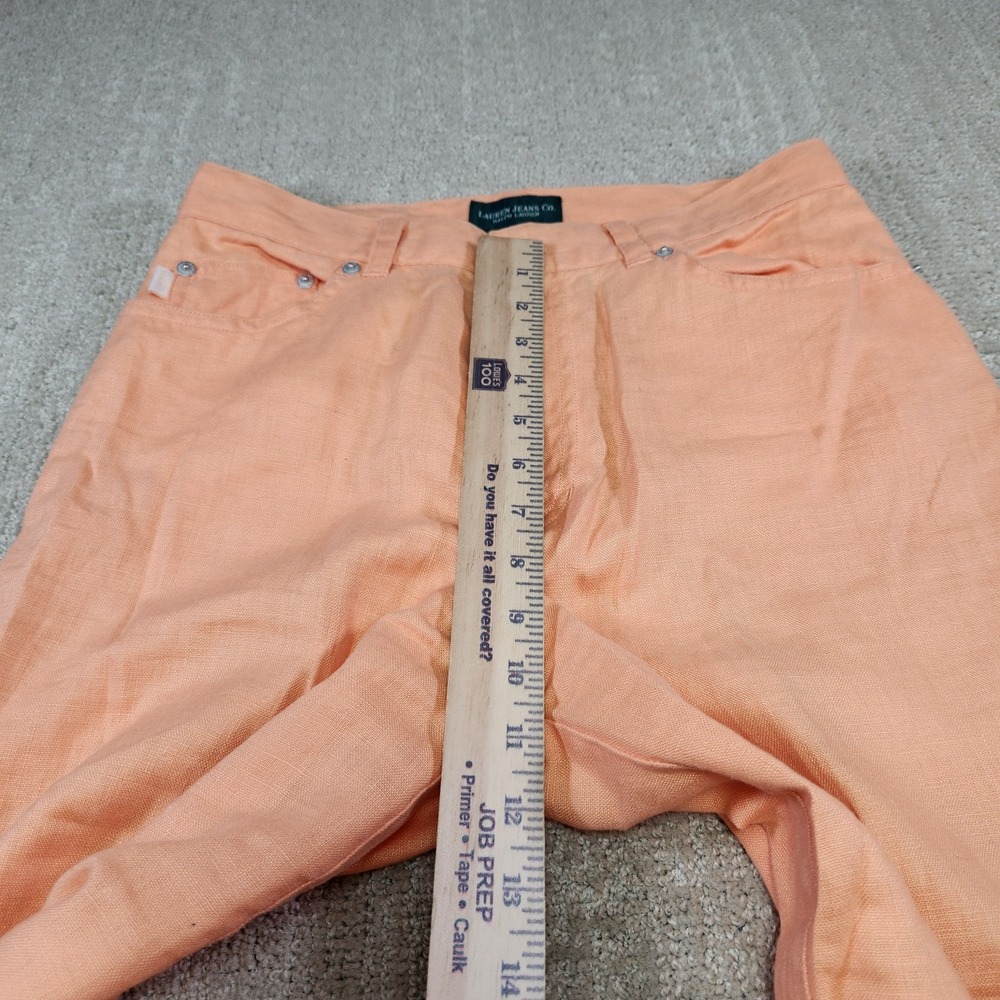 Ralph Lauren Pants Women 8 Linen Wide Leg Crop Capris Orange High Rise Boho - Picture 8 of 10